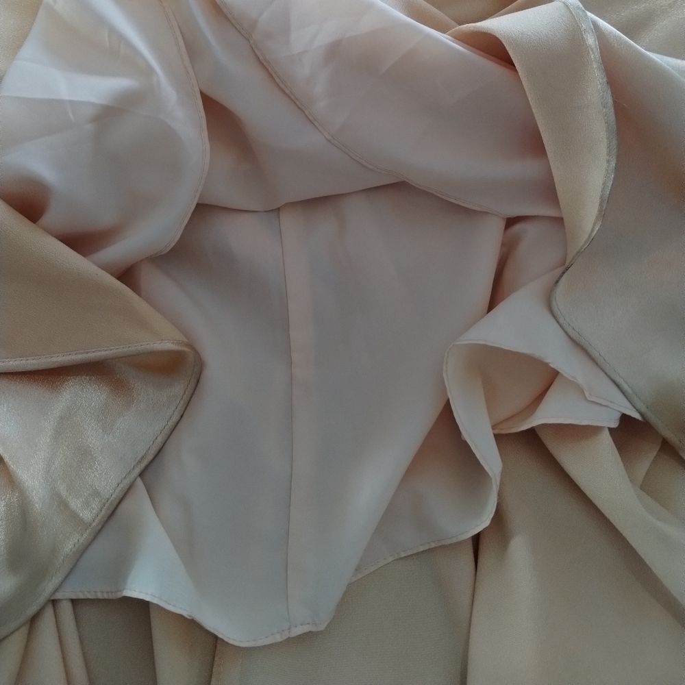 JJ's House Gold Satin Maxi Gown Long Sleeve Formal Dress LP - Picture 8 of 13